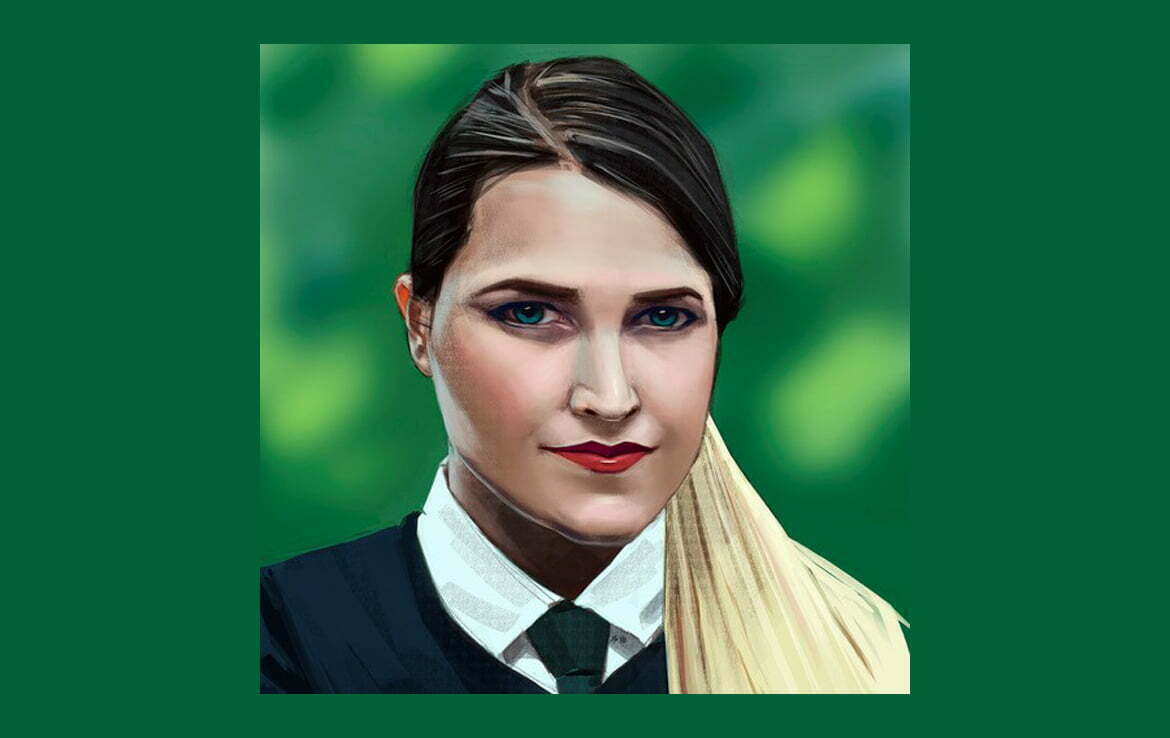 2D Smiling School Girl Portrait Illustration Thumbnail