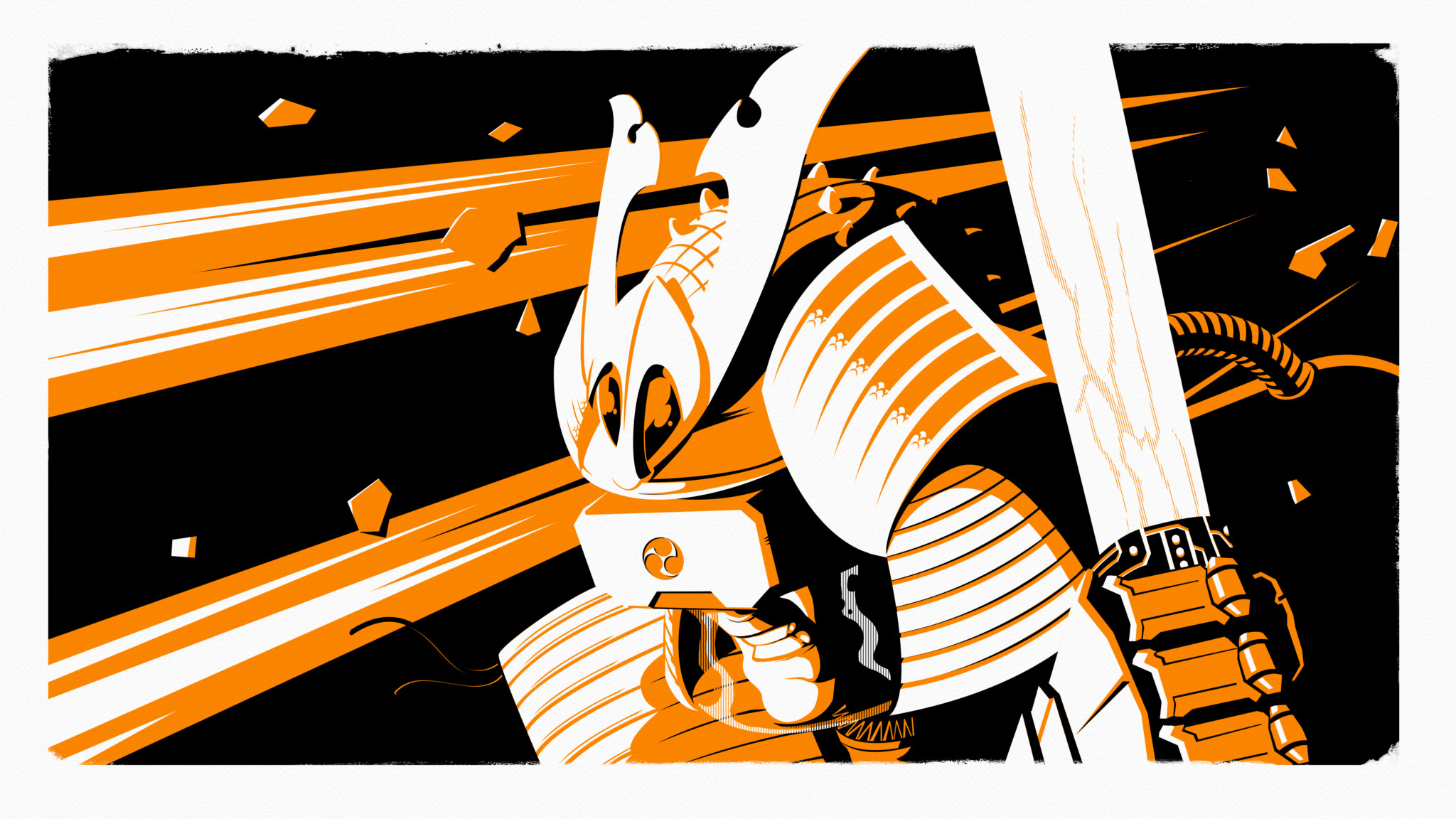2D Space Shogun Warrior Character Illustration