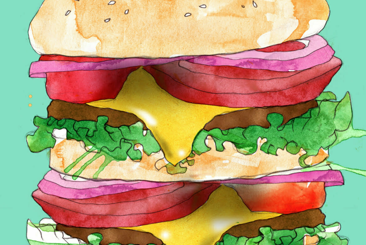 2D Stylised Burger Illustration