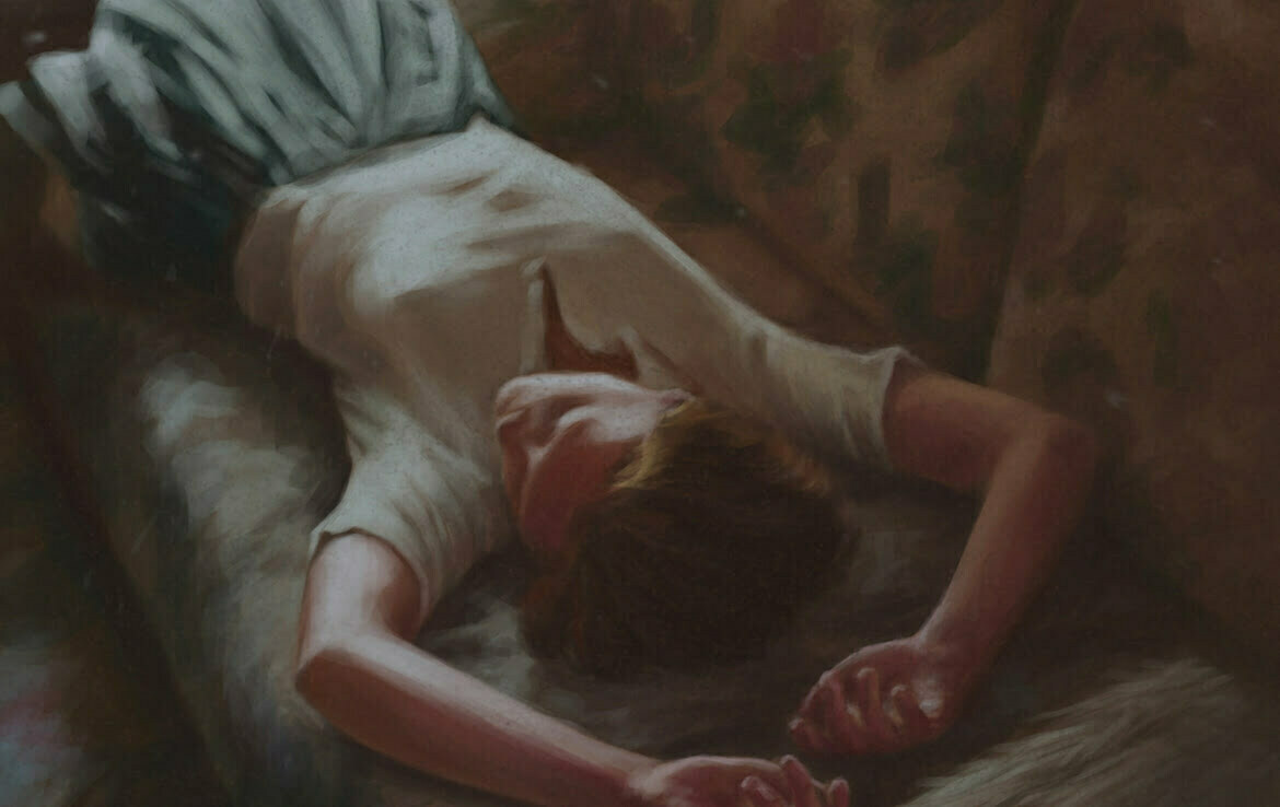 2D Tired Girl Painterly Character Illustration Thumbnail