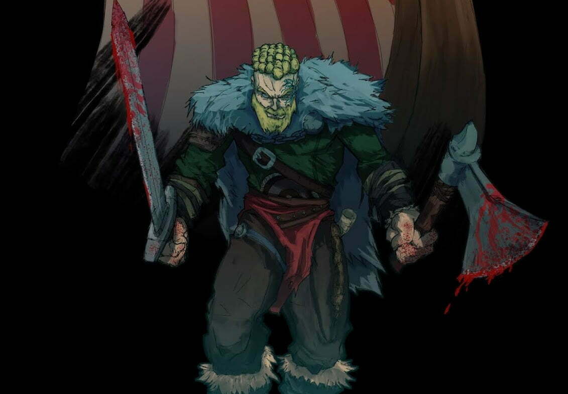 2D Viking Warrior Character Illustration