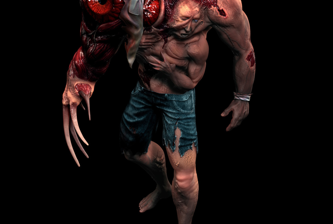 3D Cronenburg Horror Monster Character Illustration