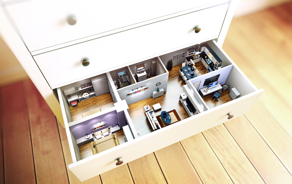 3D Ikea Chest Advertising Illustration Thumbnail