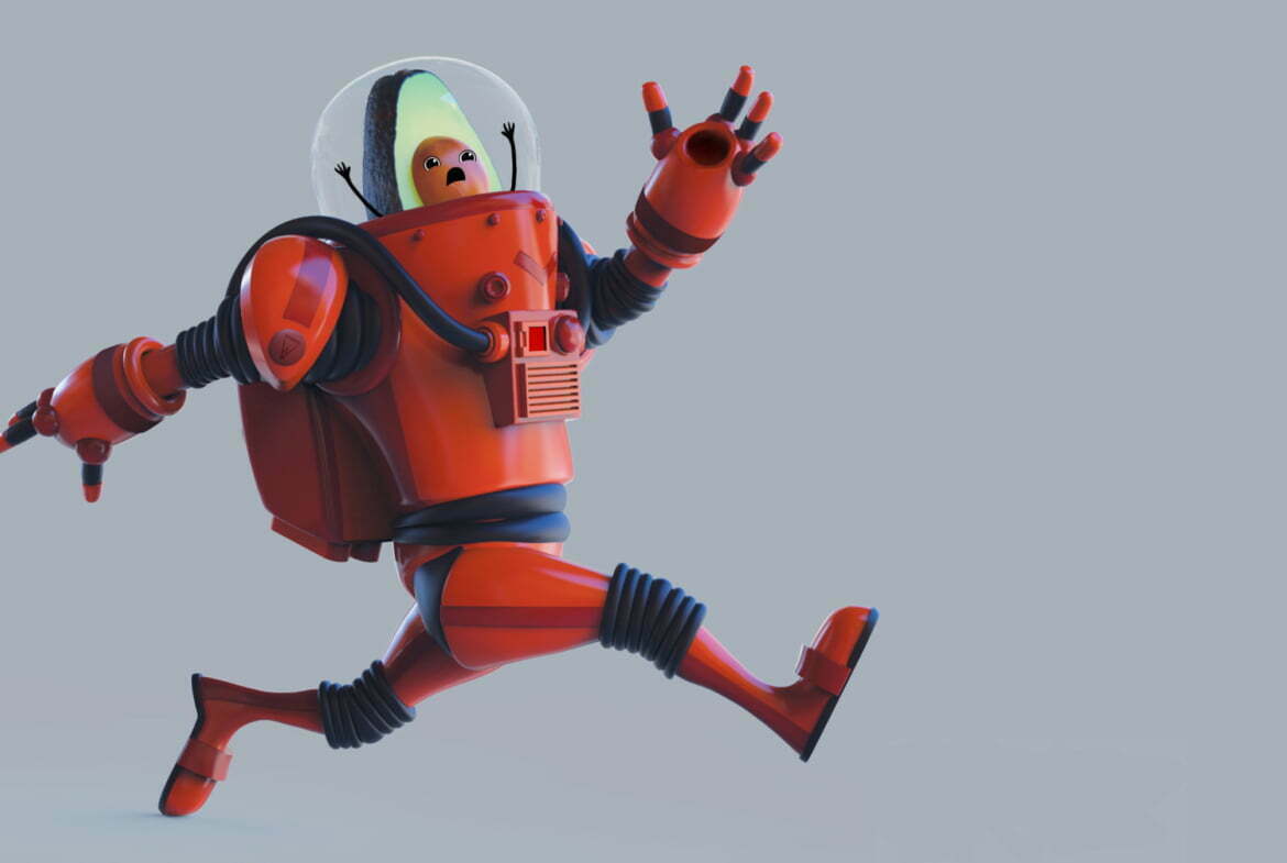3D Avocado Astronaut Character Illustration