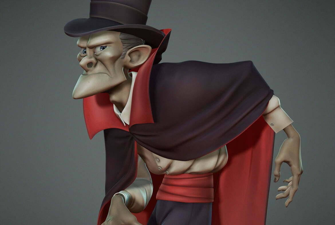3D Creepy Gentleman Character Illustration