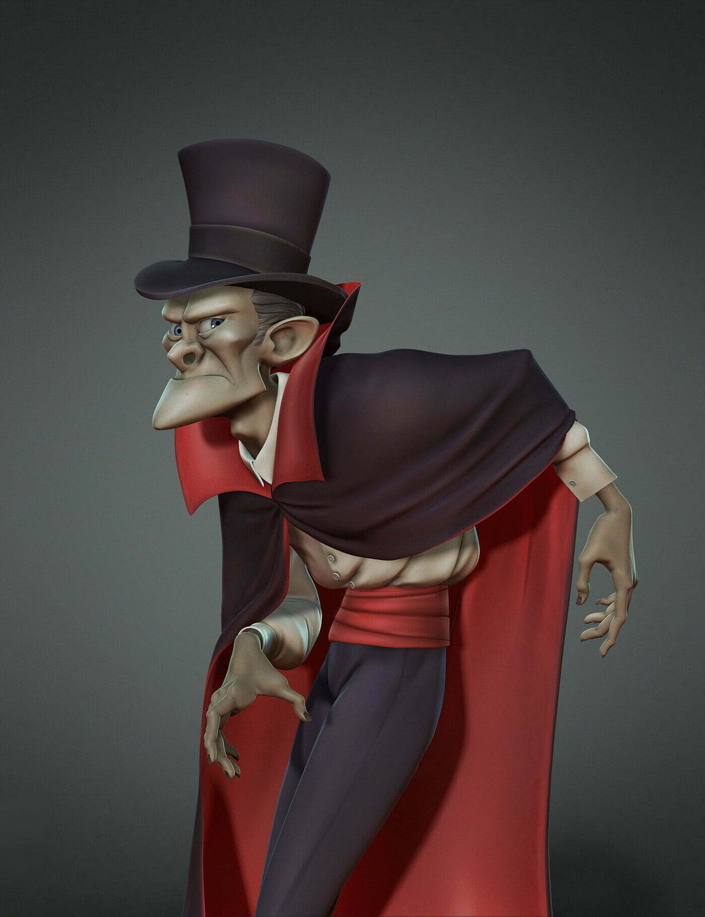 3D Creepy Gentleman Character Illustration