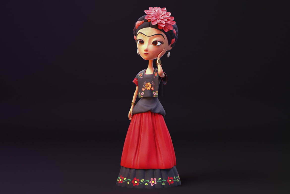 3D Frida Kahlo Stylised Character Illustration