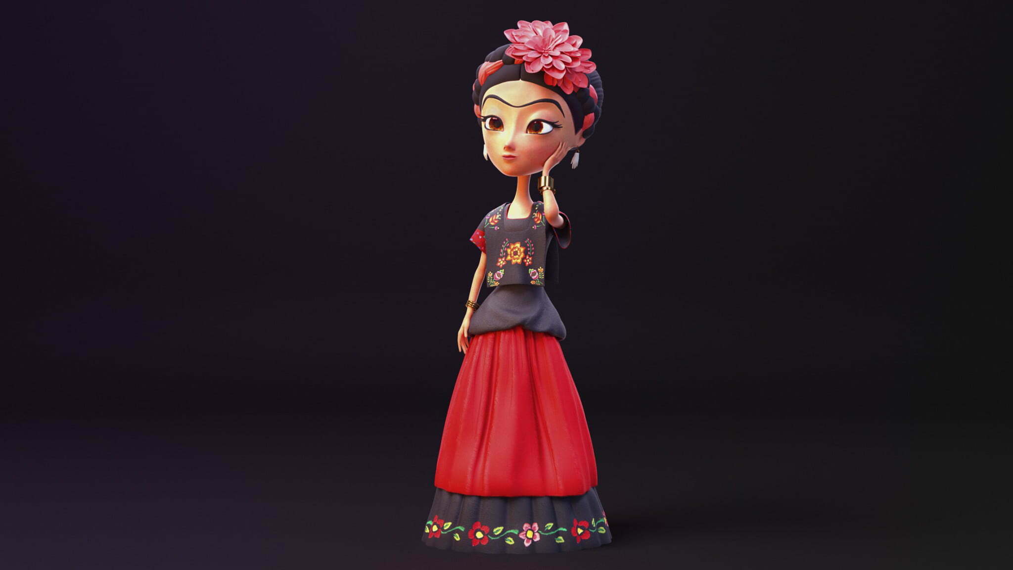 3D Frida Kahlo Stylised Character Illustration