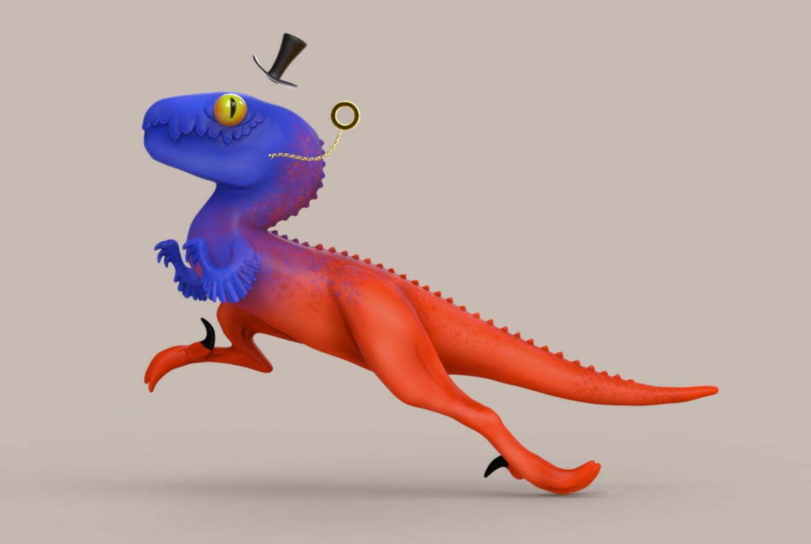 3D Gentleman Raptor Character Illustration
