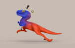 3D Gentleman Raptor Character Illustration Thumbnail