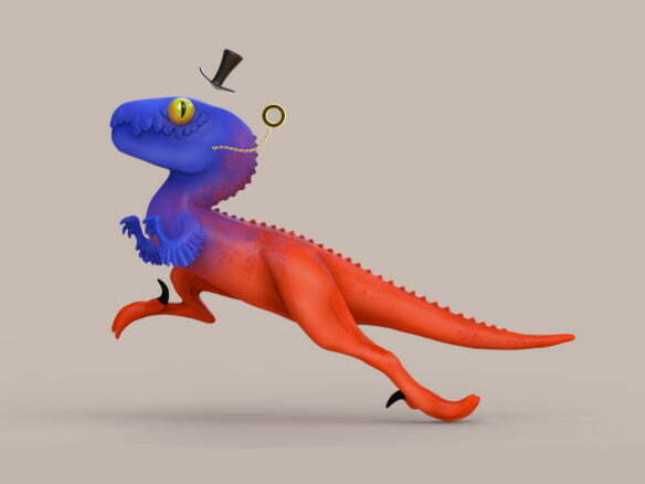 3D Gentleman Raptor Character Illustration Thumbnail