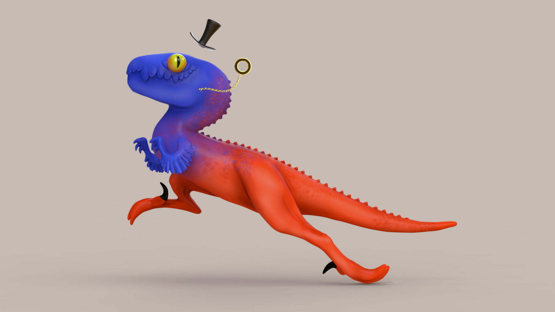 3D Gentleman Raptor Character Illustration