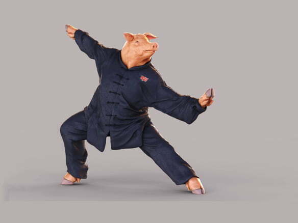 3D Kung Fu Pig Character Illustration Thumbnail