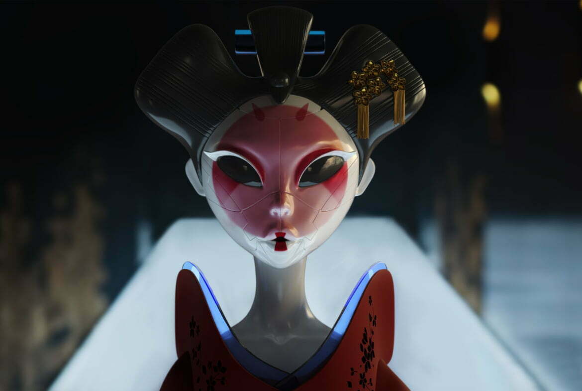 3D Robot Geishas Character Illustration