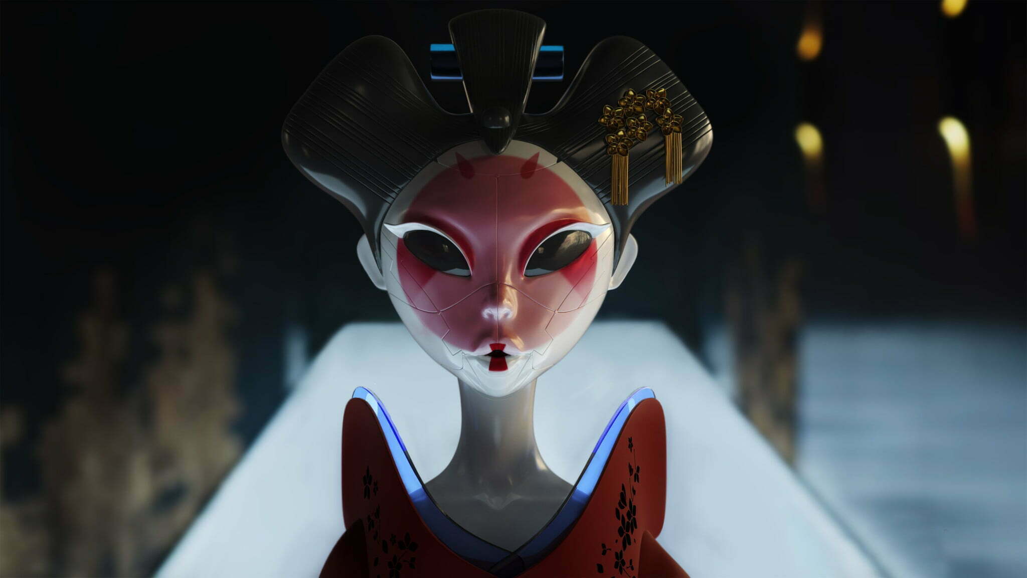 3D Robot Geishas Character Illustration