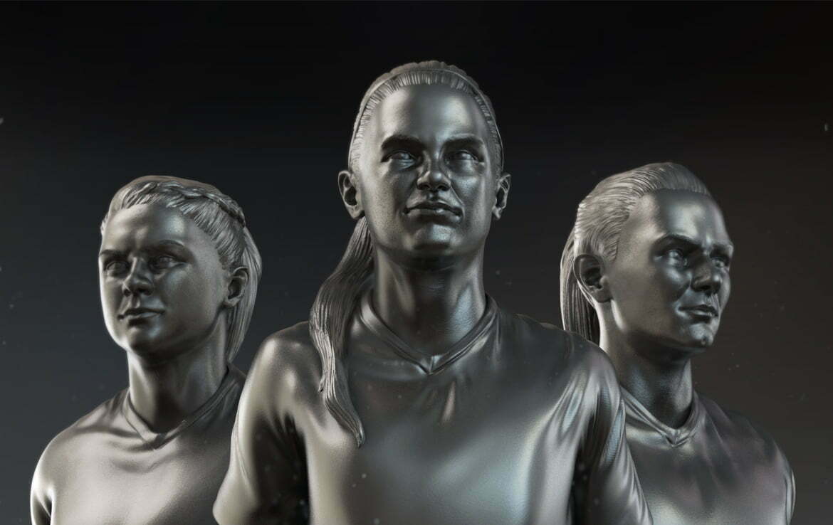 3D Women Football Players Character Illustration Thumbnail