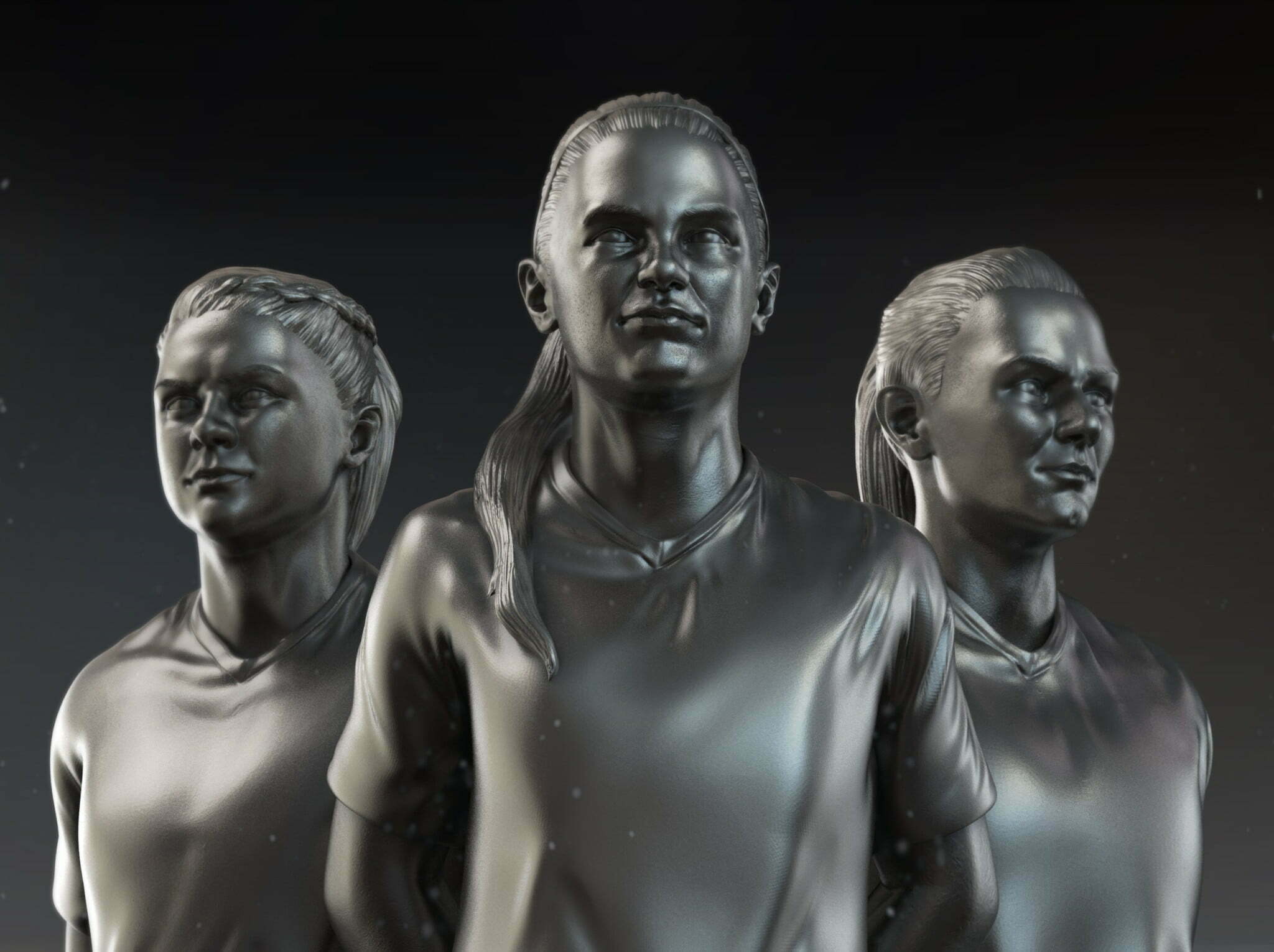 3D Women Football Players Character Illustration