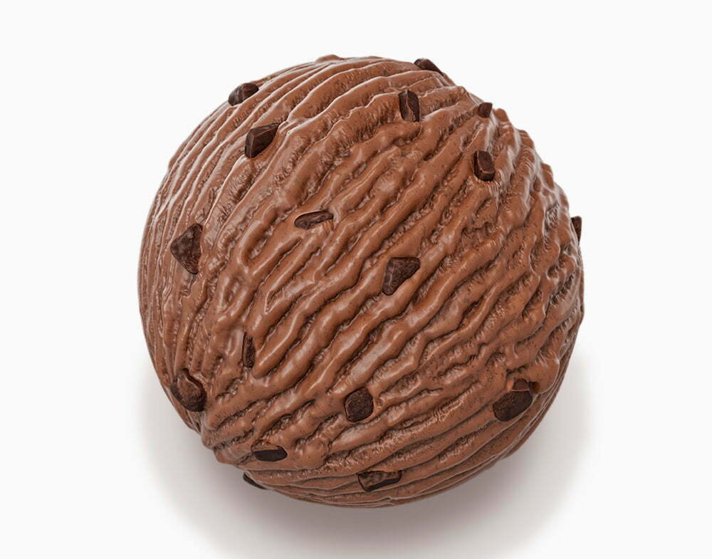 3D Double Chocolate Chip Ice Cream Ball Food Illustration