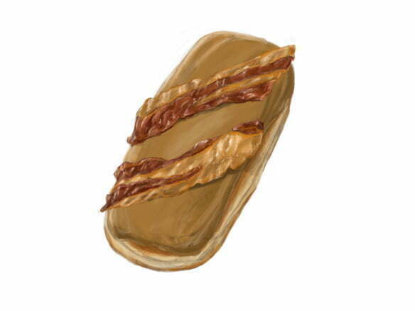 2D bacon panini japan food snack illustration