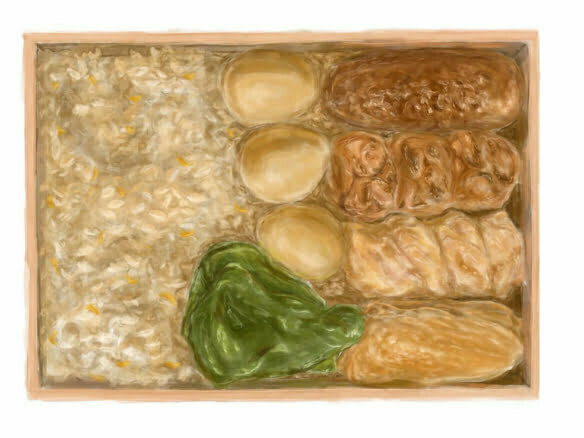 2D dim sum food box illustration