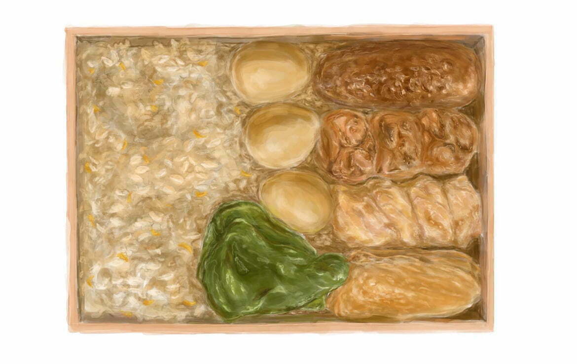 2D dim sum food box illustration