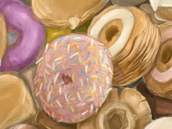 2D mixed Doughnuts food illustration