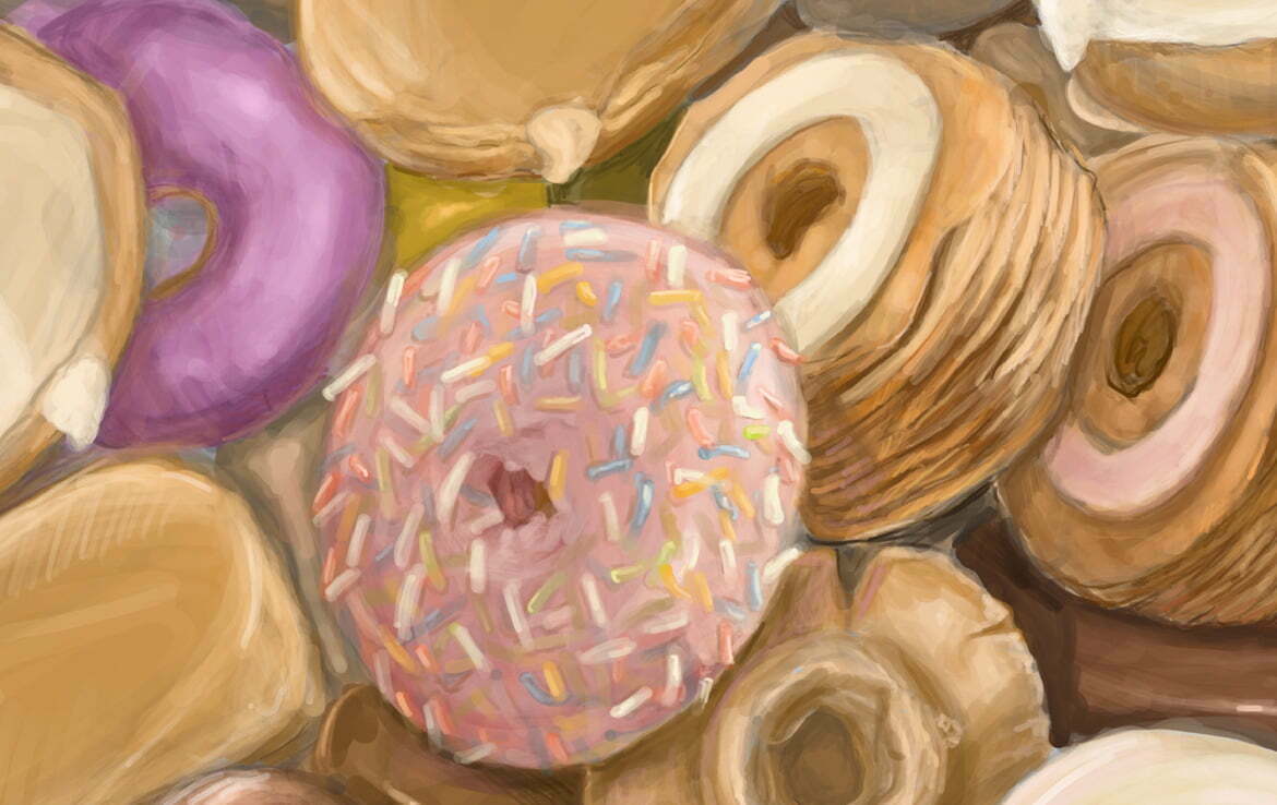 2D mixed Doughnuts food illustration
