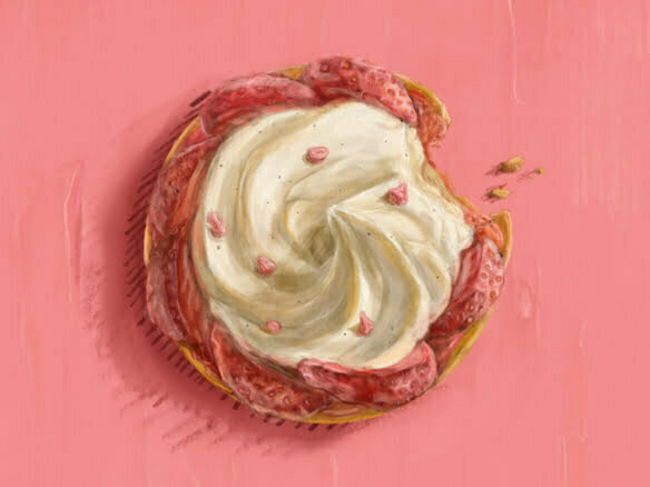 2D strawberry tart cake food illustration
