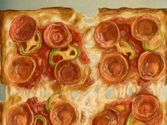 2d pizza Colony pepperoni square pizza food illustration