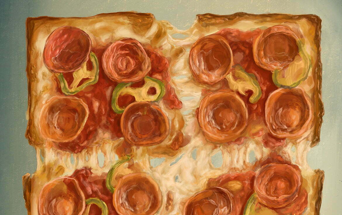 2d pizza Colony pepperoni square pizza food illustration