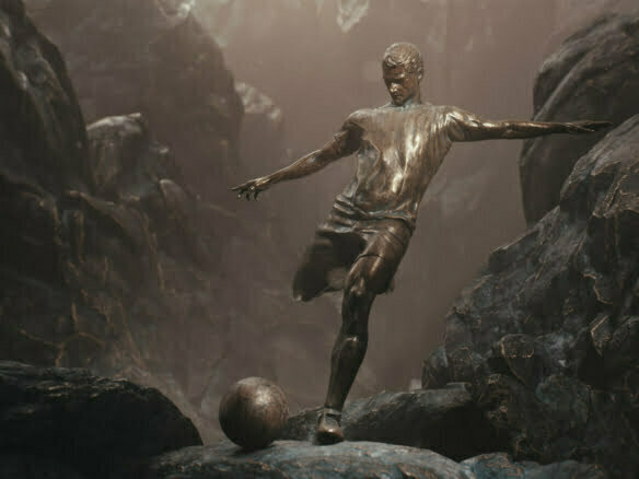 3D Bronze Football Character CG Illustration