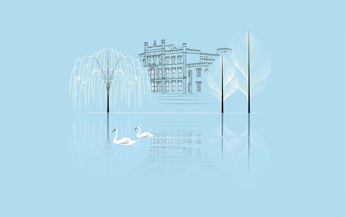 2D Illustration Line Art Elvaston Castle