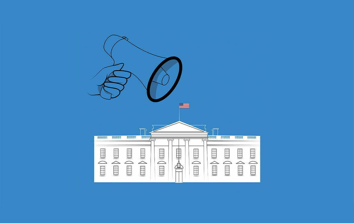 2D Illustration Whitehouse Megaphone