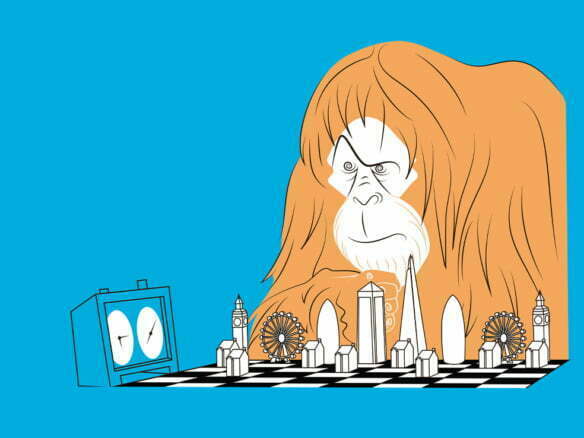 2D Illustration Chimp and Chess