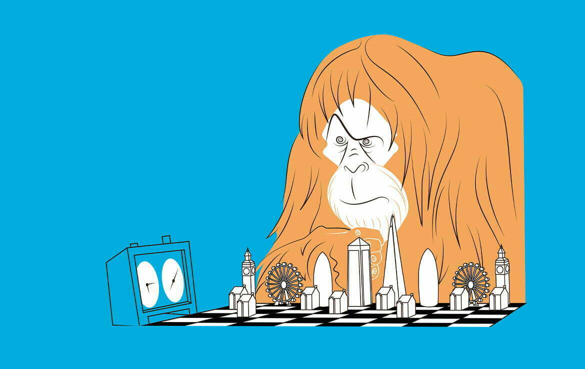 2D Illustration Chimp and Chess