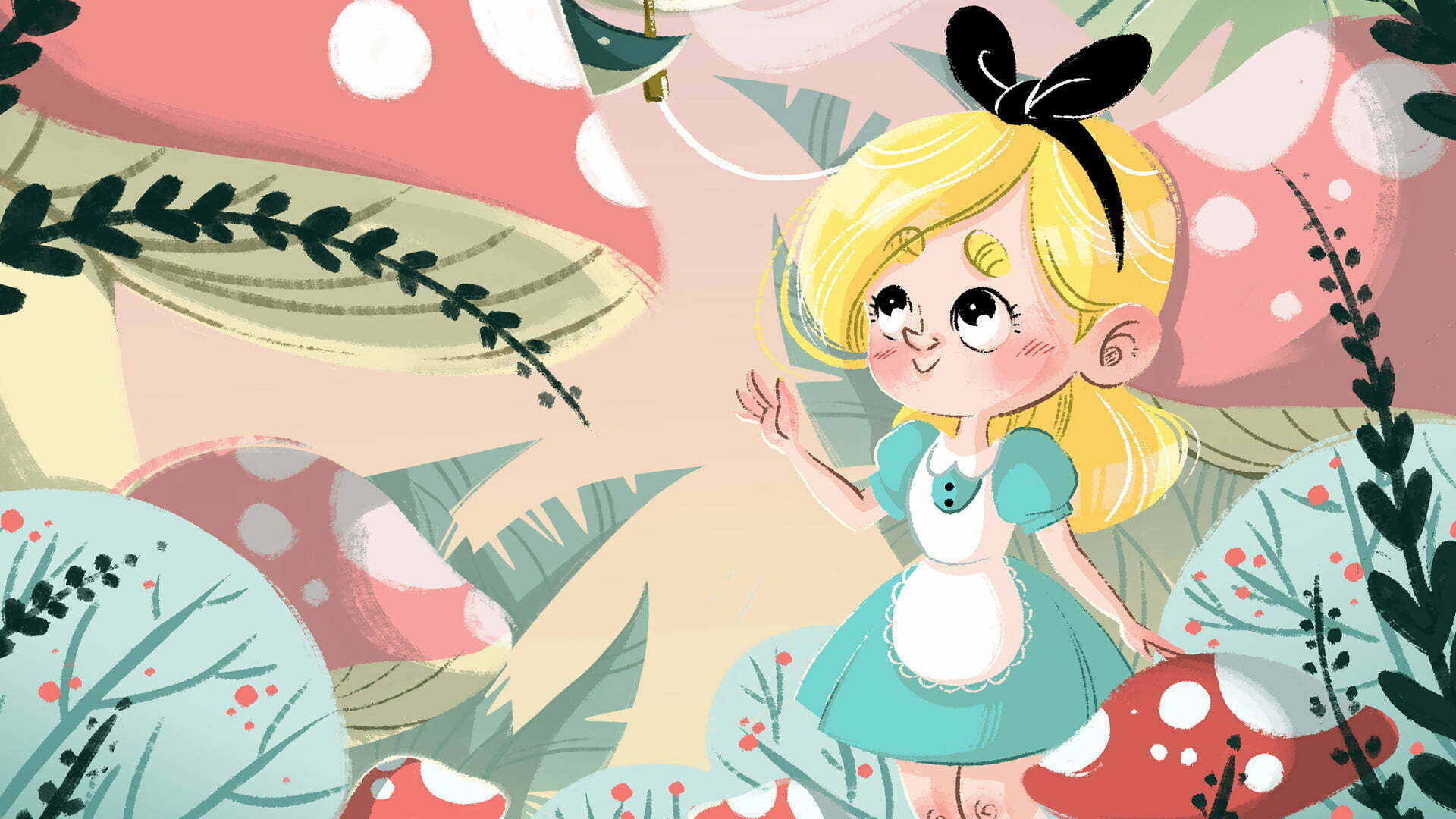 2D Character illustration of Alice in Wonderland Caterpillar