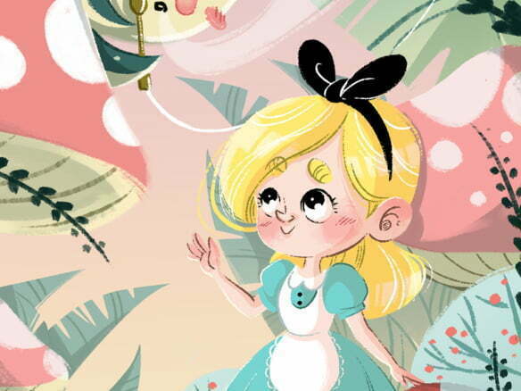 2D Alice in Wonderland Caterpillar Illustration