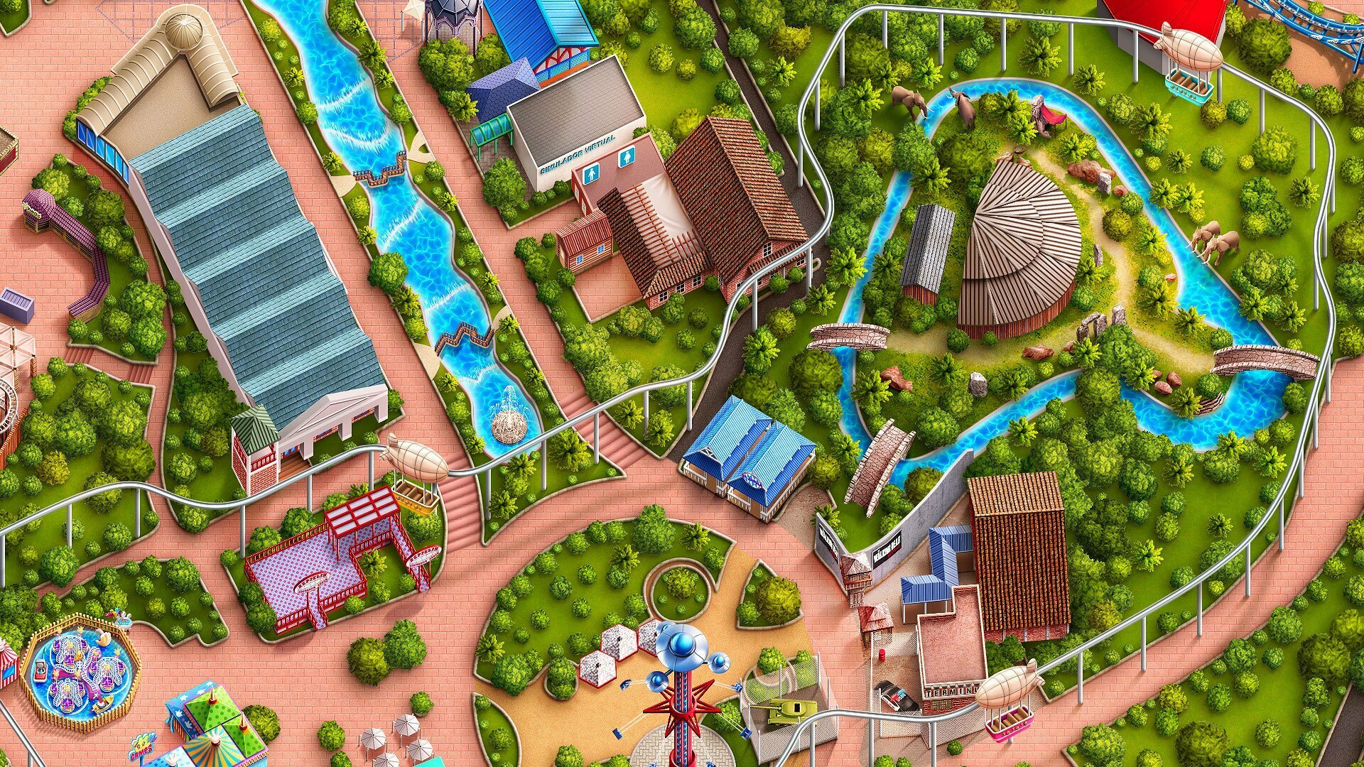 2D Georeferenced Theme Park Map illustration
