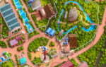 Theme parks 2D georeferenced map illustration