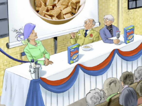2D coloured hand animated animatic created for Nestle Shreddies breakfast cereal TV Advert