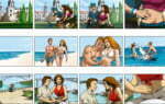 2D Coloured hand drawn Illustrated Storyboard for holiday TV advert featuring a young couple in love